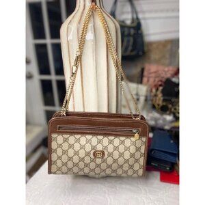 Preloved Vintage Gucci BB Beige Brown PVC Canvas Clutch/Purse – Modified for Str